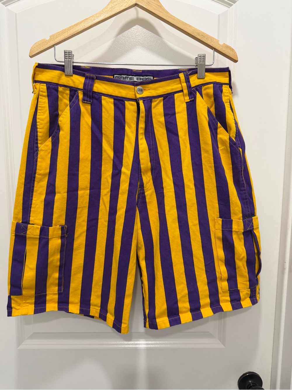 LSU Game Bias Purple & Gold Striped Cargo Shorts for Men